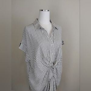 Mustard Seed Striped Dress | Front Button Closure | Twist Front | Relaxed fit